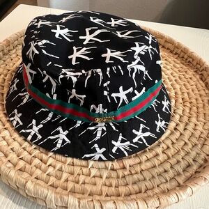 Stay Official Novelty Black Bucket Hat with White Patterns
